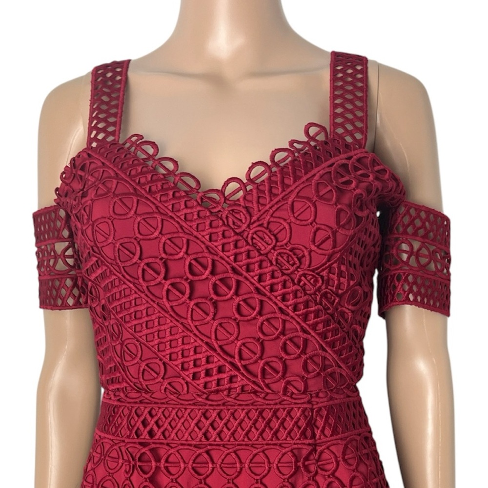 Revolve x Saylor Amelie Red Lace Cut Out Party Cocktail Mini Dress - Picture 5 of 11